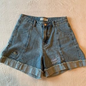 Snbl bear stitched jean shorts